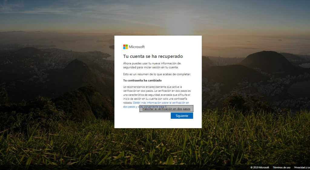 cuenta hotmail recuperada