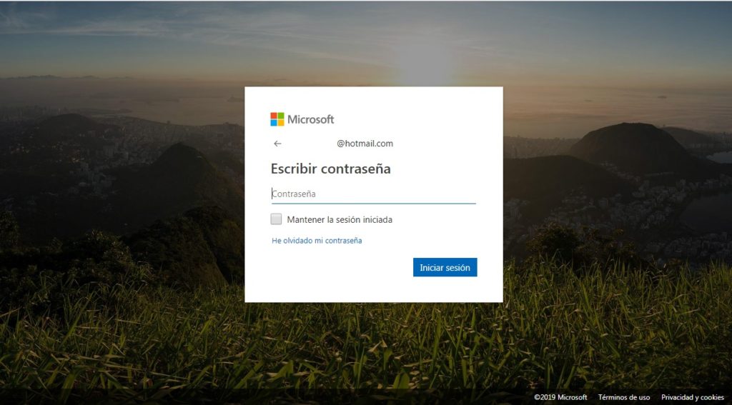 hotmail escribir contraseña