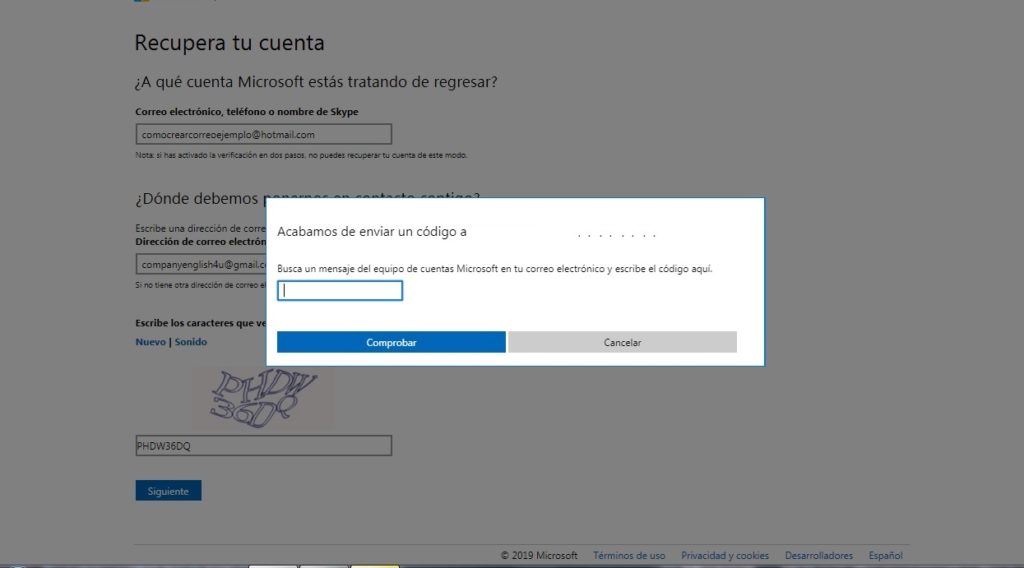 hotmail recuperar contraseña correo codigo