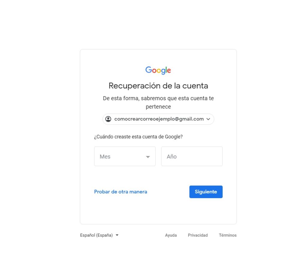 recuperar contraseña gmail fecha