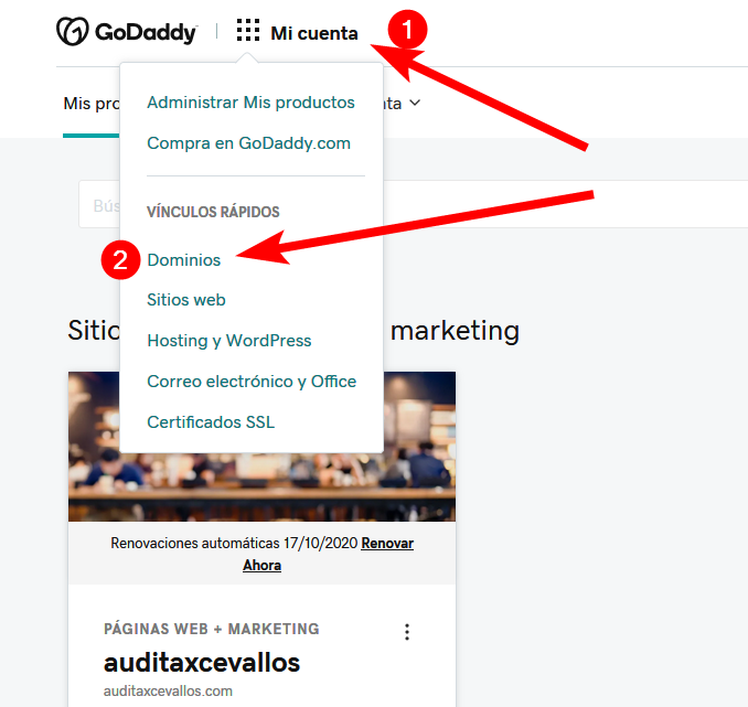 mi cuenta dominios godaddy